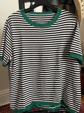 Short Sleeved Striped Sweater